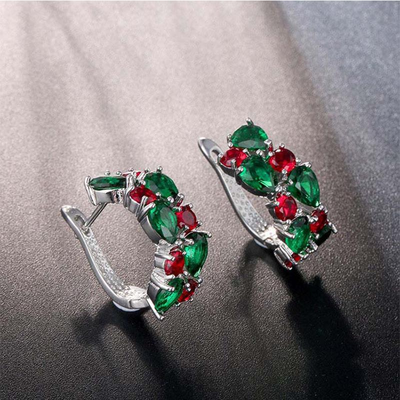 Ohrringe für Damen Schmuck 14K Gold Plated Pendientes Mode Runder Kreis Mosaik Klare Zirkonia Zirkon Stecker DIY Ohrring Schmuck