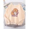 Cat Is Looking At The Cup Lovely Sweatshirt Female Fashion Fleece Hoody Crewneck Casual Hoodies Pullover Oversize