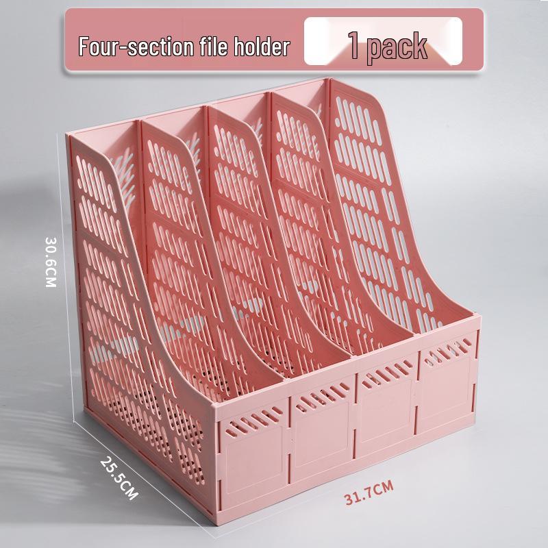 Desktop Four-Compartment File Organizer & Pen Holder with A4 Storage Box