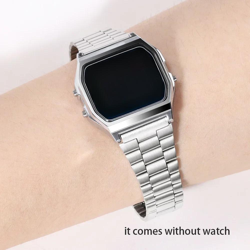Edelstahl-Uhrenarmband für Casio SGW400 F91W F84 F105/108/A158/168 AE1200/1300 Vintage Metall-Uhrenarmband für Herren Damen Armband