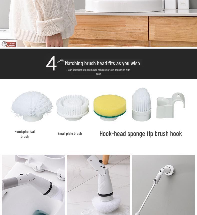 Electric Long-Handled Multi-Functional Cleaning Brush for Windows and Tiles