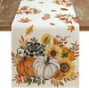 Autumn Pumpkin Maple Leaf Linen Table Runner Party Decor Fall Thanksgiving Sunflowers Kitchen Dining Table Runners Autumn Decor