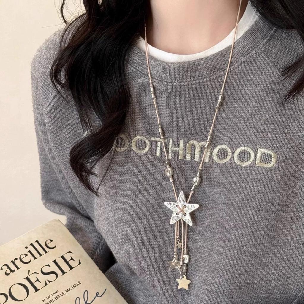 Female Niche Versatile Retro Star Tassel Necklace