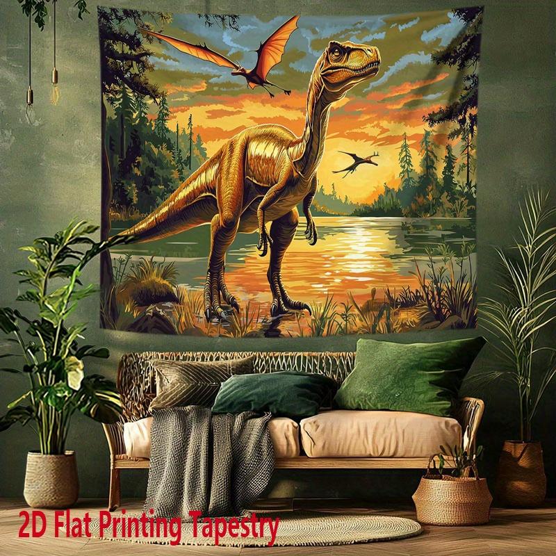 Dinosaur Sunset Scenery Digital printing polyester wall tapestry suitable for use in living rooms bedrooms offices bars party
