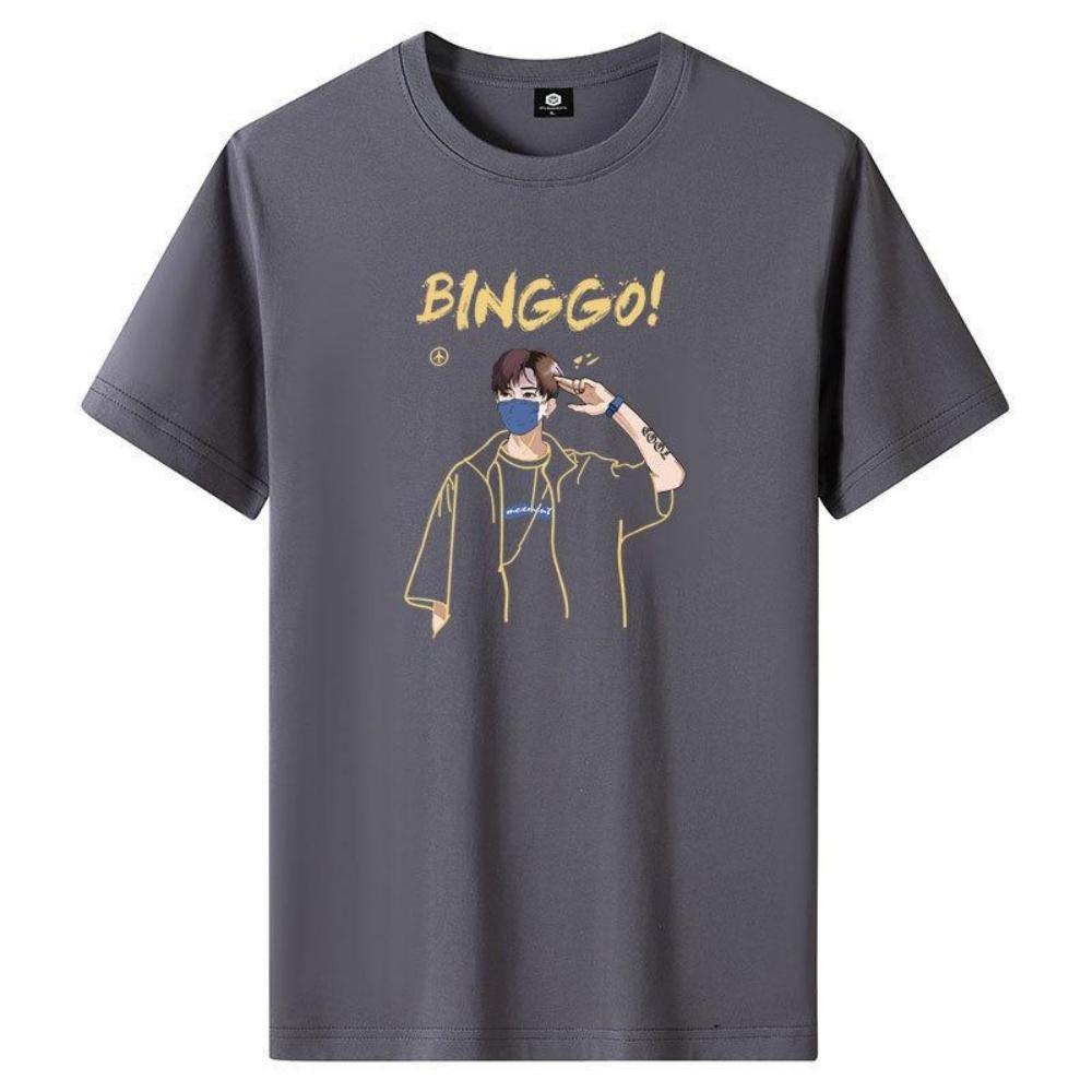 

Чоловіча футболка Binggo M-6XL із чистої бавовни, футболка для хлопчика з короткими рукавами та круглим вирізом XXXXXL