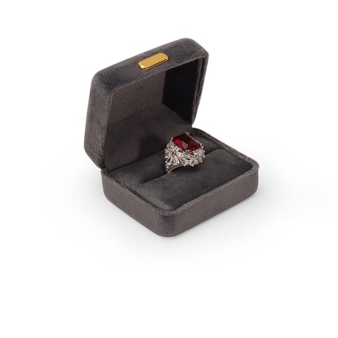 New Design Gray Jewelry Packing Box with Metal Velvet Jewelry case Luxury Earrings Ring Box Customize logo Jewelry Display Box
