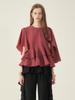 CAHIERS Round Neck Cape Flare Tiered Frill Blouse