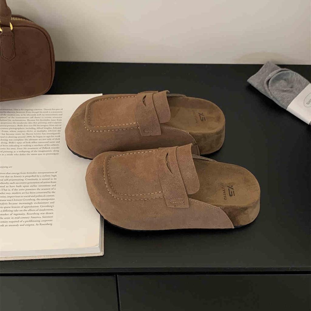 Walking Cozy Casual Baotou Half Slipper Loafers Female Slingback Slip On Mule For Women Platform New 2024 Design Comfort