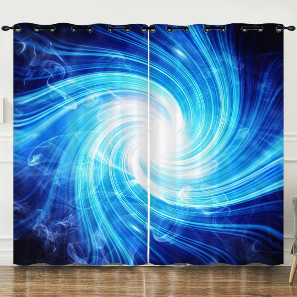 Curtains 3D Three-dimensional Pattern Curtains Nordic Wind Irregular Special-shaped Blackout Curtains Bedroom Free of Punching