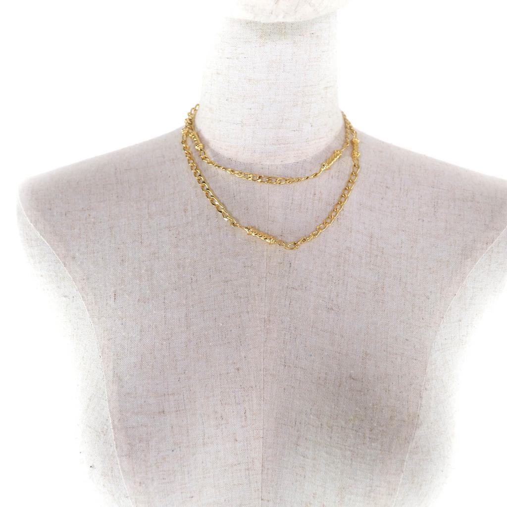 Excellent CELINE Necklace Triomphe 2-way Gold-colored Twist Motif Gold Women Used