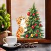 Cartoon Painted Cat Christmas Tree Glass Window Home Decoration and Beautification Window Stickers