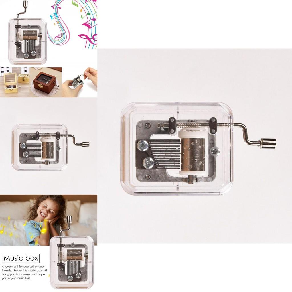 Adorable Hand Cranking Mini Music Box With Transparent Design For Christmas