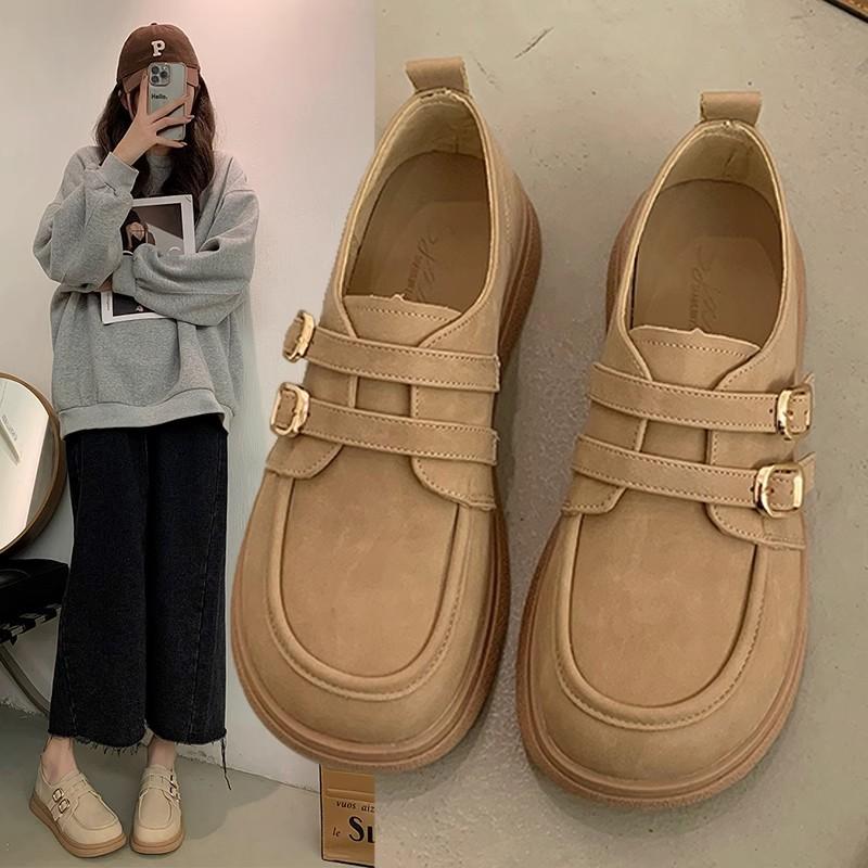 

Новая обувь женская мягкая плоская удобная весна и осень модная обувь одинарная с ремешком и пряжкой 40 бежевый