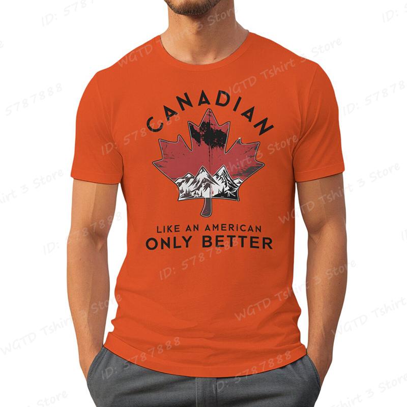 Canadian Like An American Only Better Print T-shirts, Summer Casual Crew Neck T-Shirt, Regular Fit, Canada T-shirt, Men Clothing