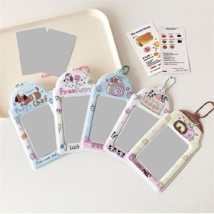 Portafoto Coreano Popolare con Portachiavi, Custodia in Plastica per Fototessere, Porta Tessere ID Bancarie e di Credito, Protezione, Regali