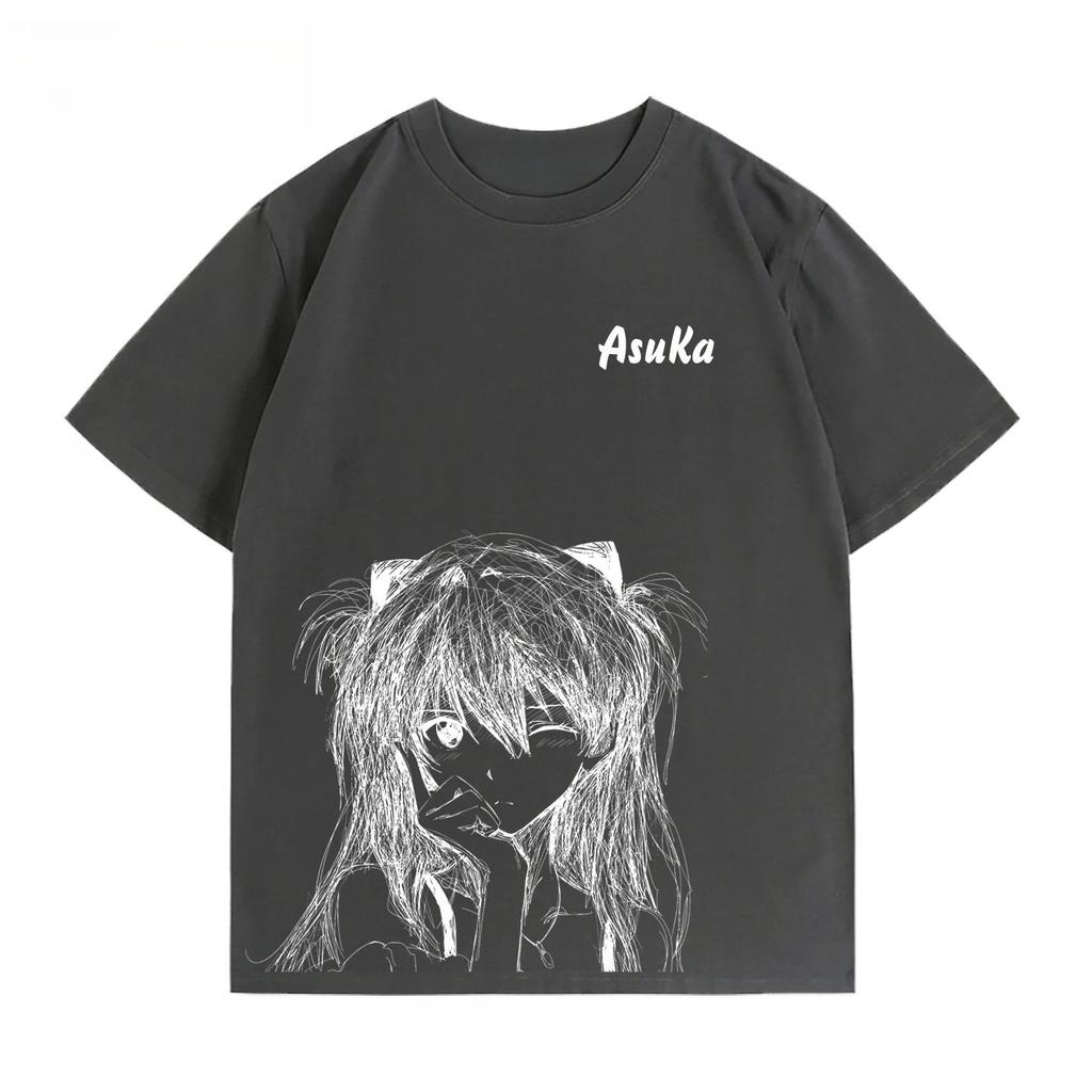 Neon Genesis Evangelion Asuka Langley Soryu Sketch Art Casual Oversized Anime Women And Men T-Shirt