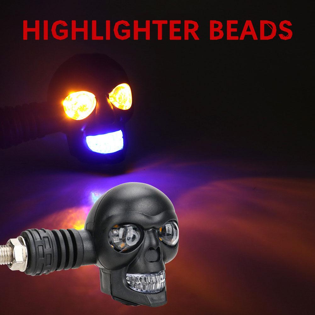 2pcs Motorcycle Lights,Skull Style LED Turn Signal Motorcycle Direction Lights,Indicator Ligh,Skull Turn Signal Indicator Light