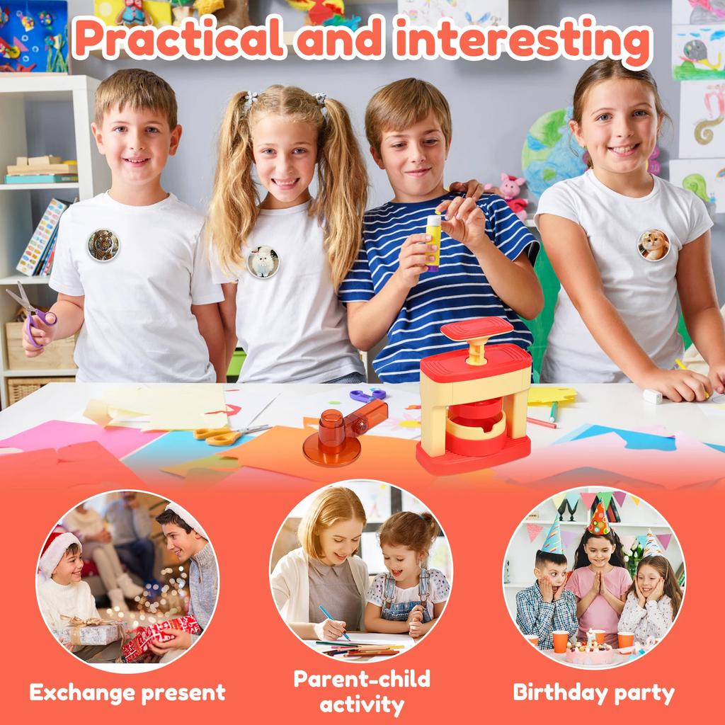 Badge Maker DIY Pin Button Maker Machine Badge Making Kit Hand Button Maker for School Projects Christmas Festive Activities