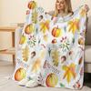 Thick All-Season Flannel Blanket Fall Pumpkin & Leaf Design, Soft Warm Single Fleece Throw for Home & Guest Use, Cozy Bedding