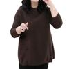 Warm Knitted Plus Size Round Neck Sweater for Middle-Aged & Elderly Women - Fashionable Autumn/Winter Top