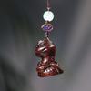 Hand Carved Wooden Chinese Zodiac Snake Pendant Cute Cartoon Snake Lucky Charm Keychain Car Rearview Mirror Bag Hanging Ornament