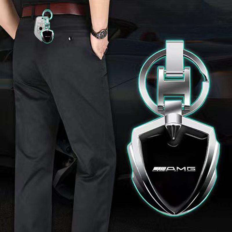 1Pcs 3D Metal Key Rings Car Emblems Keychain Car Accessories For Mercedes Benz AMG GLC GLE CLA C500 C200 C300 A B C EW204 W205 W203 W211 W212 W213