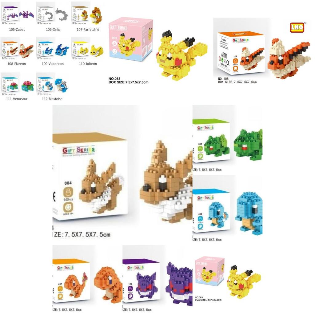 Pokemon Diy Building Blocks Figures Set Pikachu Plastic Toy Model Kids Gift