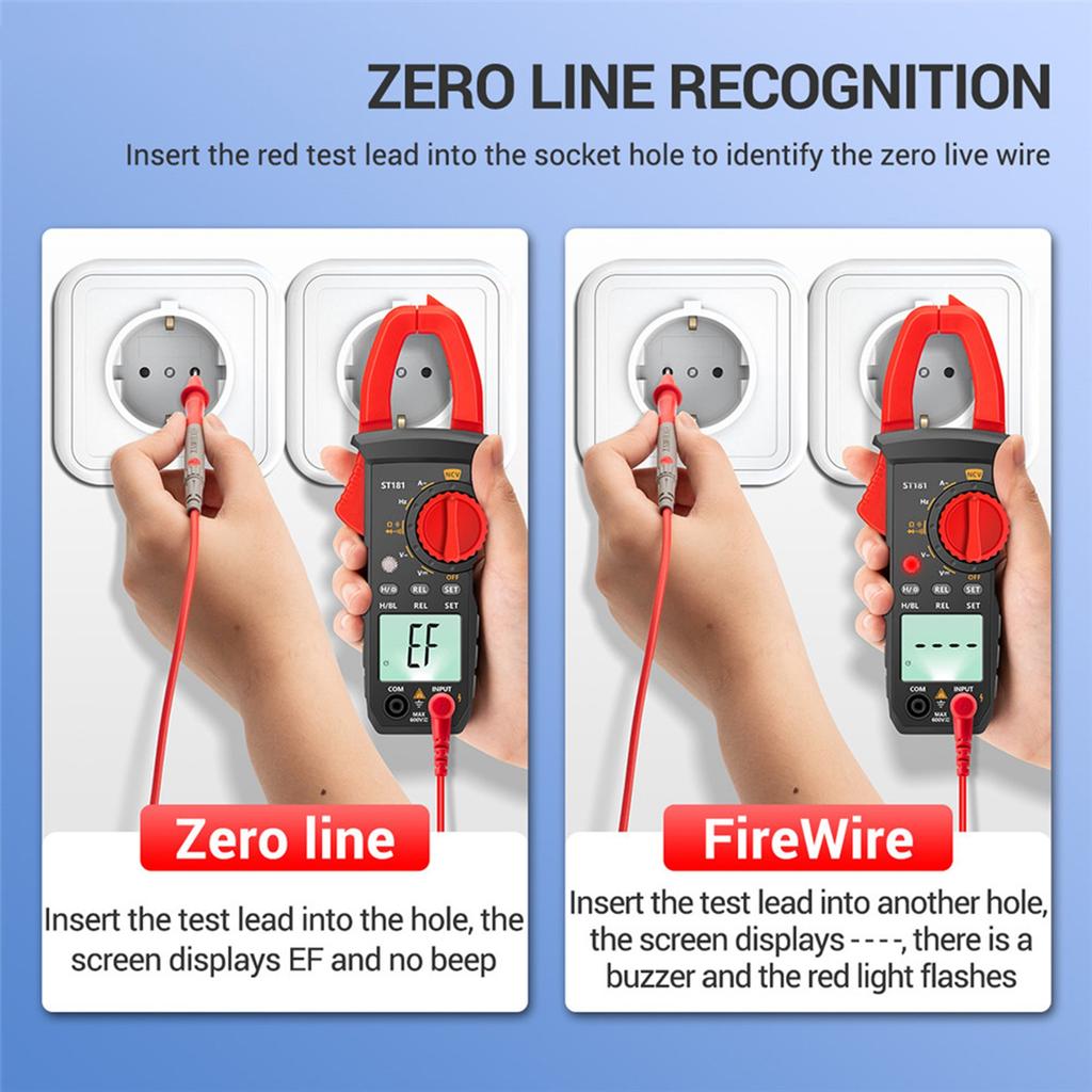 ST181 4000 Counts Digital AC Current Clamp Meter 400A Automatic Range Multimeter with Backlight Voltage Meter Clamp Gauge NCV Test Clamp Ammeter