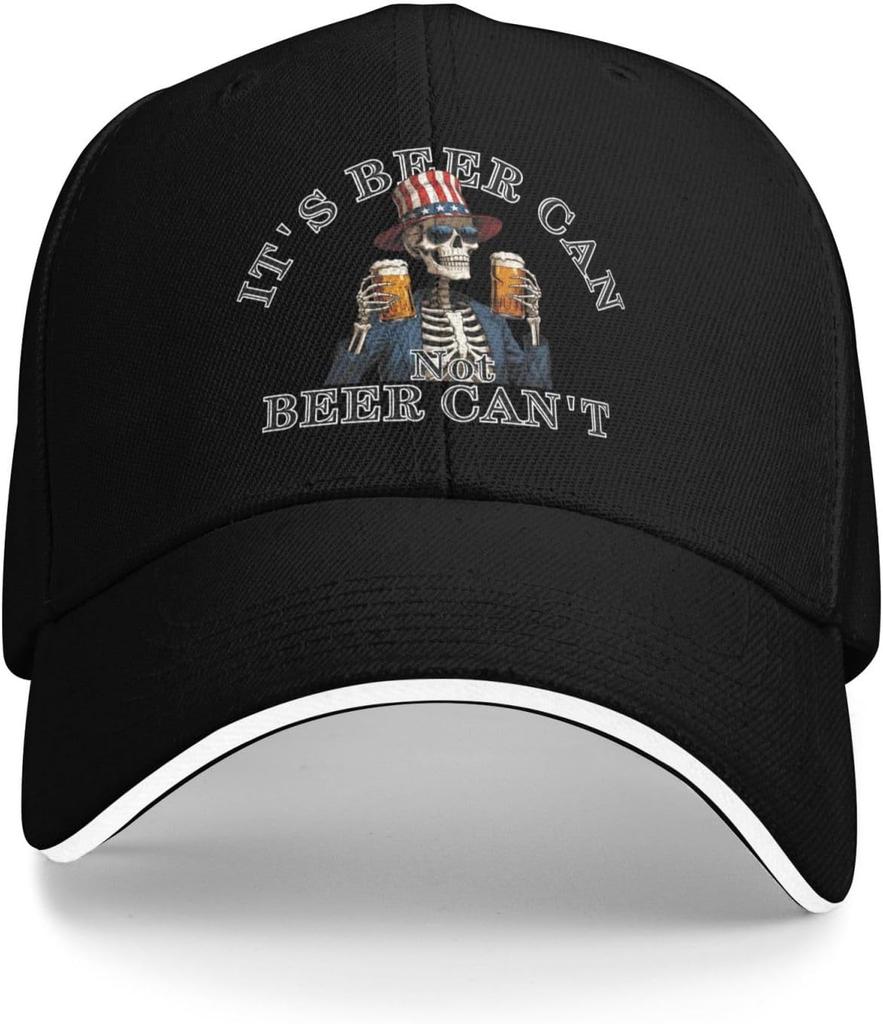 Its Beer Can Not Beer Cant Skeleton Baseball Cap Funny Drinking Unisex Polyester Trucker Hat