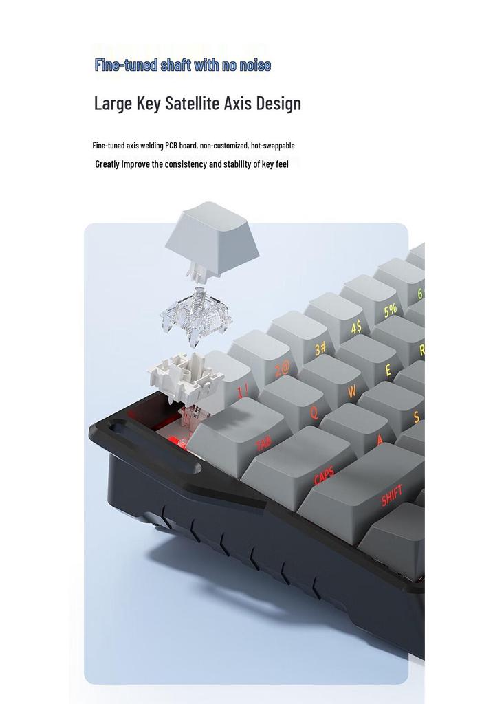 K68 Three-Mode Wired RGB Mechanical Gaming Keyboard, 68 Keys