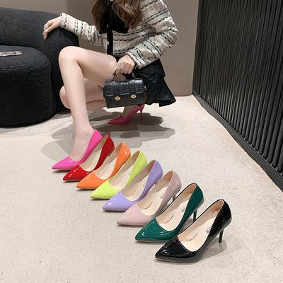 Große Größe 40-43 Damen High Heel Schuhe Mode Einfach Einfarbige Dünne Hohe Absätze Spitze Einzelne Schuhe Botines Mujer Con Tacon