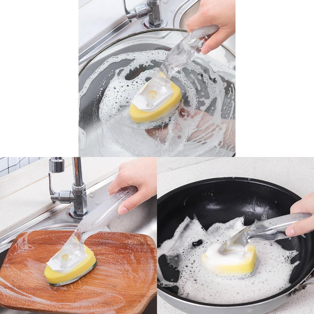 Kitchen Nano Sponge Cleaning Brush With Replacement Heads For Dishwashing And Surface Cleaning