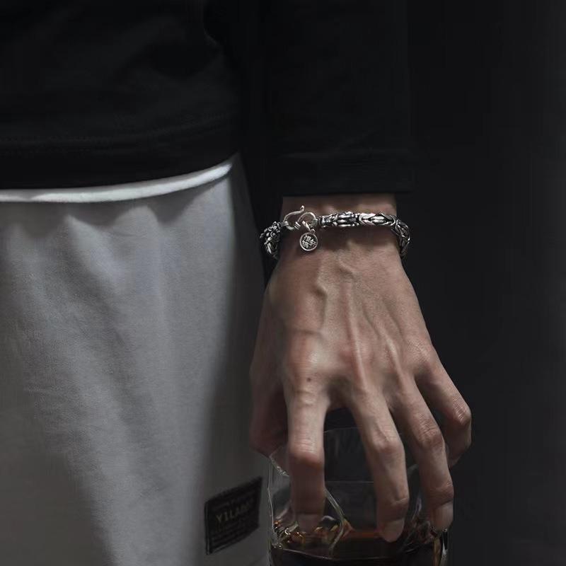 5mm Double Dragon Head Keel Bracelet Fashion Vintage Men Personality Exaggerated Punk Style Animal Senior Sense Bracelets Jewelry Gifts Accessories
