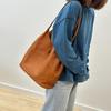 Johnature Handmade Casual Tote Bag Versatile Commuting Shoulder Bag Large Capacity Genuine Leather Handbag