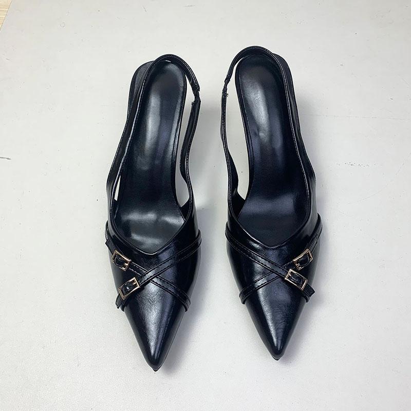 

Fashion New In Women Heels Pumps Shoes Fashion Shallow Female Slip On Slingbacks High Heels Shoes For Ladies Footwear Big Size 43 35 чёрный
