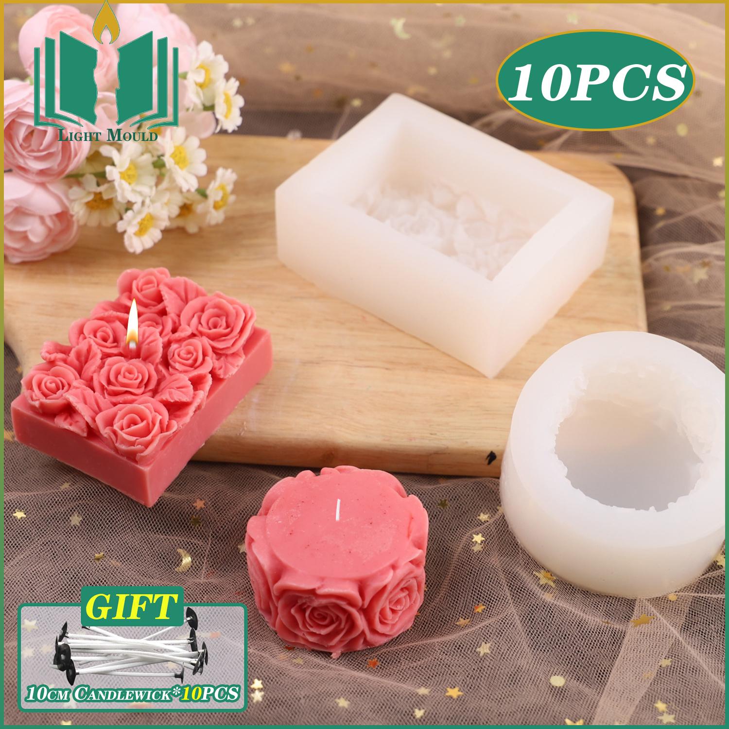 

1-10PCS DIY Rose Style Aromatherapy Candle Mold Home Decoration Mold Flower Handmade Soap Mold Mousse Baking Silicone Mold
