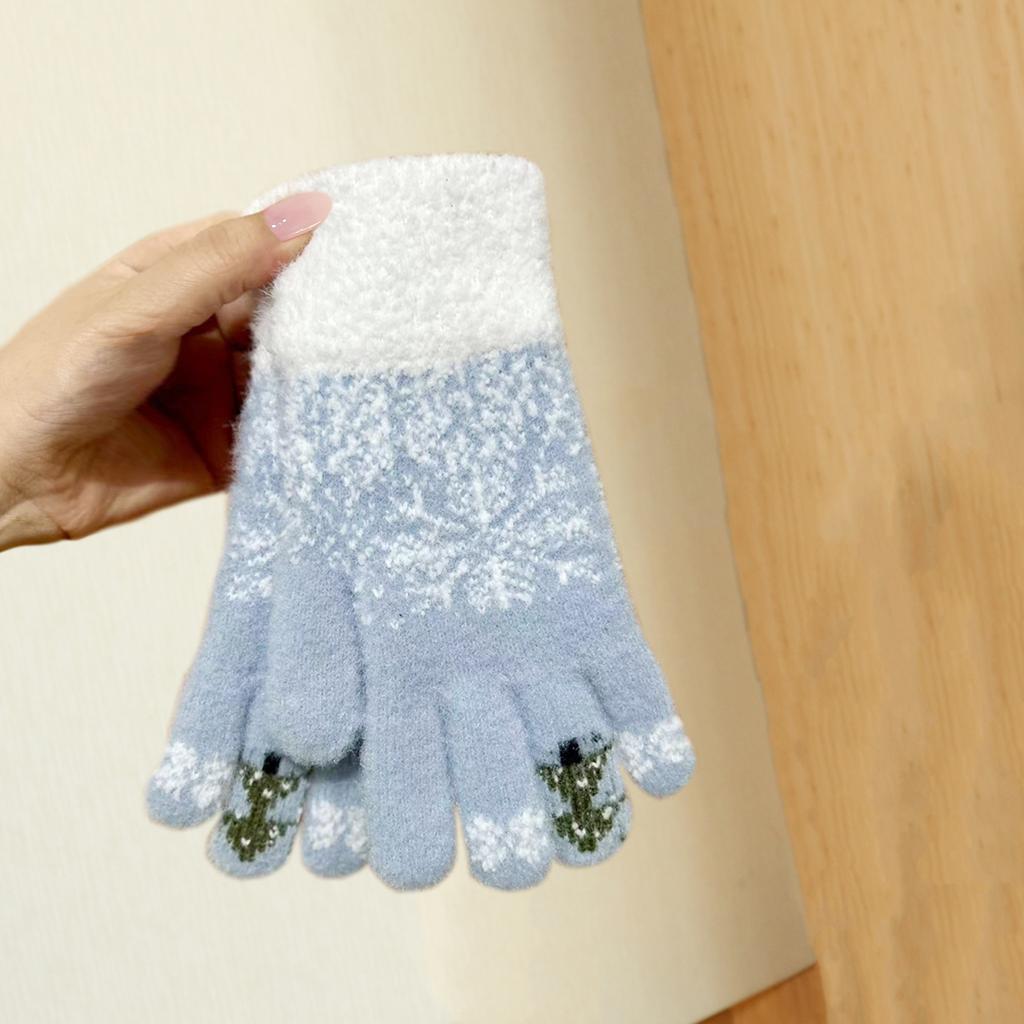Christmas gloves autumn and winter female warmth cute bear five fingers can be cold-proof in winter riding warm hands