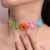 Stretchy Band Crochet Flower Headband Cute Colorful Design Comfortable Fit for Teen Girls Summer Sports Outdoor Activities