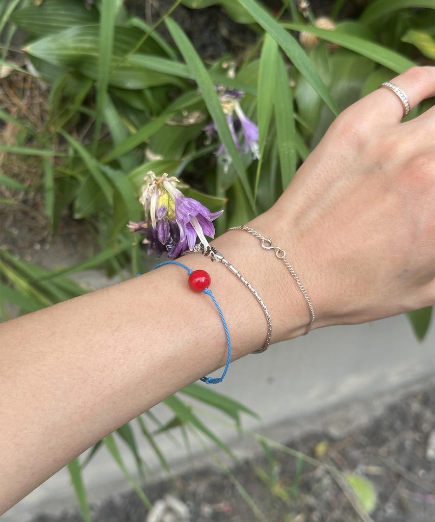 Ourpierre Red Ball Rope Bracelet