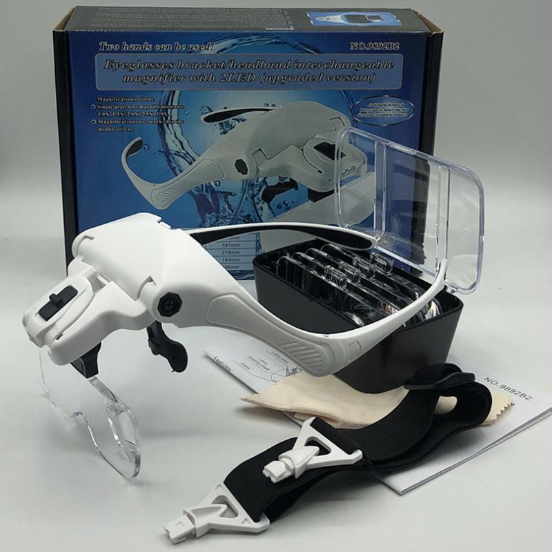 5 Lens Adjustable Magnifier Eyelash Extension Magnifying Glasses Led Light Lamp Grafting Repair Tattoo Individual Lashes