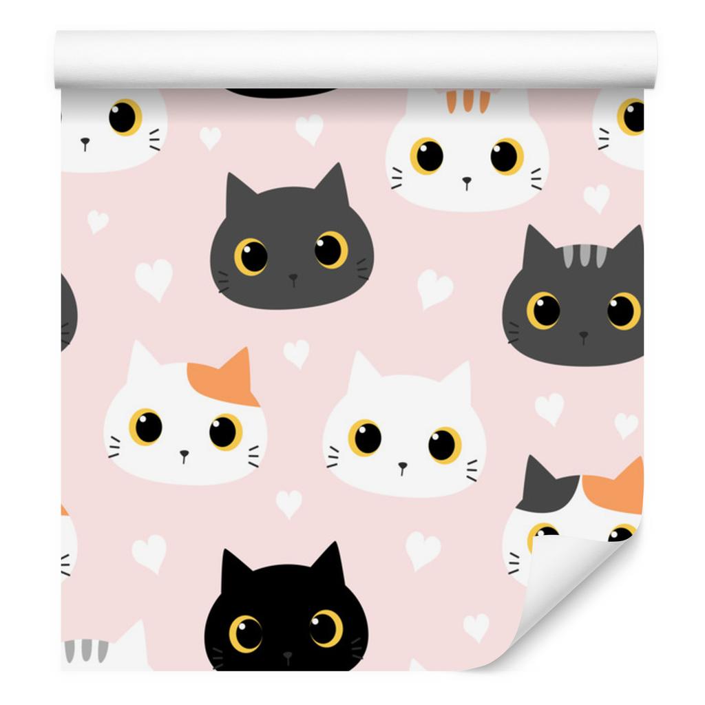 Kittens and Hearts Wallpaper for Living Room and Bedroom 50x1000