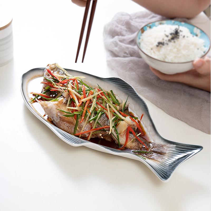 Japanese Ceramic Fish Plate White Irregular Plate Healthy Tableware Kitchen Cookware Dessert Sushi Pasta Plate El Tableware