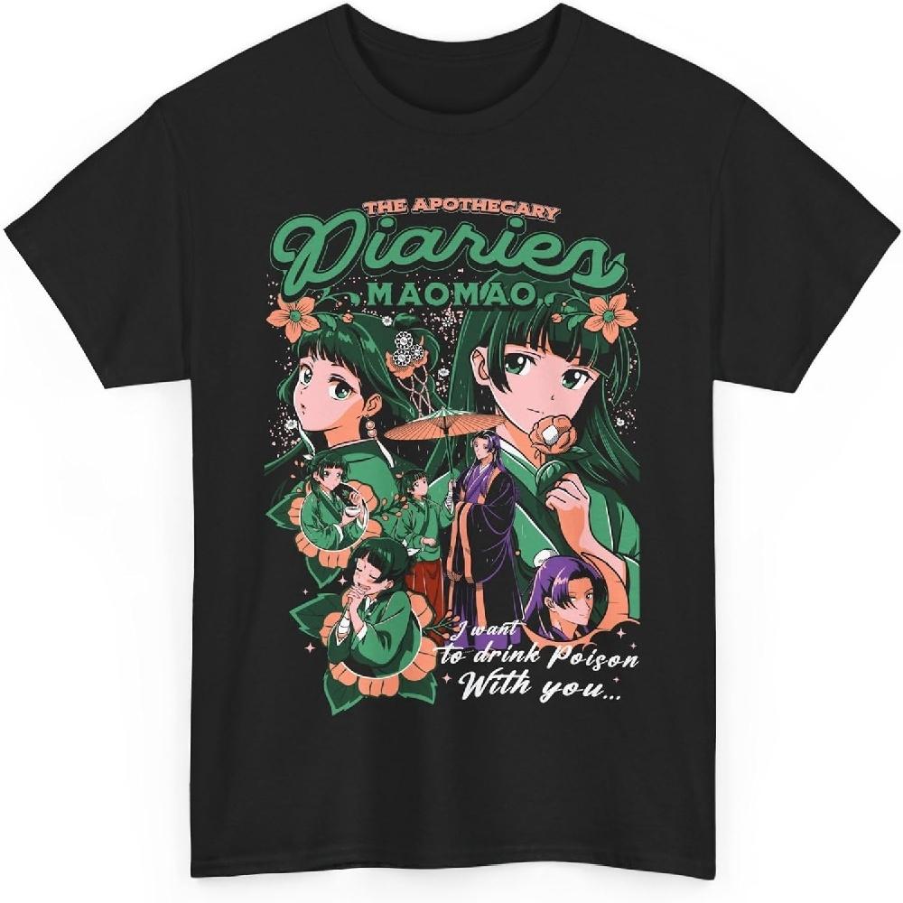 

Аниме Дневники аптекаря Маомао Милая Застенчивая Аниме Девушка Вайфу Футболка Джинши Футболка M-8 XXXXXL чёрный