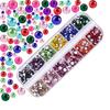 1 Set Round Nail Art Rhinestone Kit 12 Grids Assorted Size Decoration Fake Gems