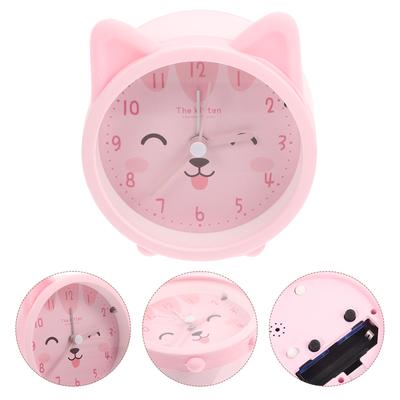 Cute Alarm Clock Aesthetic Cat Household Table Pink Silica Gel Non-ticking Desk Child