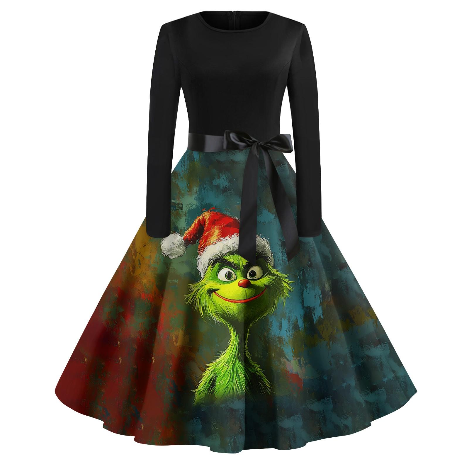 Женское повседневное модное платье с длинным рукавом и принтом — фото 7