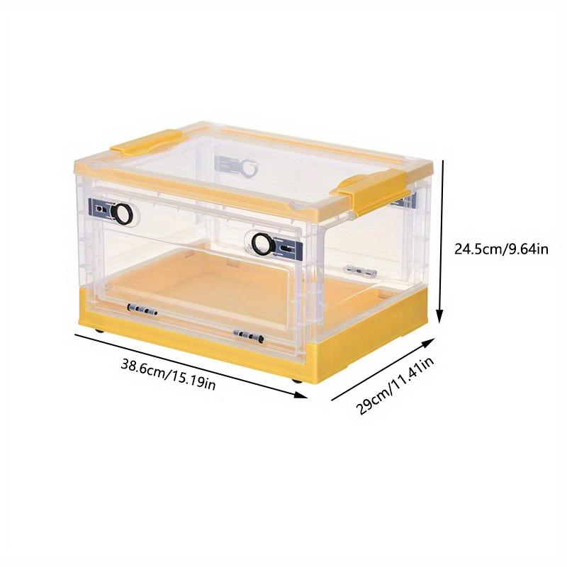 1 Stück aufklappbare Aufbewahrungsbox mit Griffen und Rollen, große Kapazität, transparent, für Kleidung & Bücher & Snacks, für Zuhause & Wohnheim.