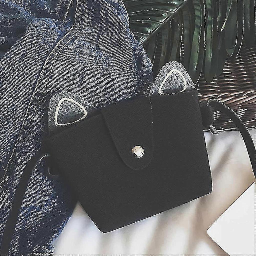 1 szt. Dziecięca portmonetka kotek dla małych dziewczynek portfel torebka crossbody czarna