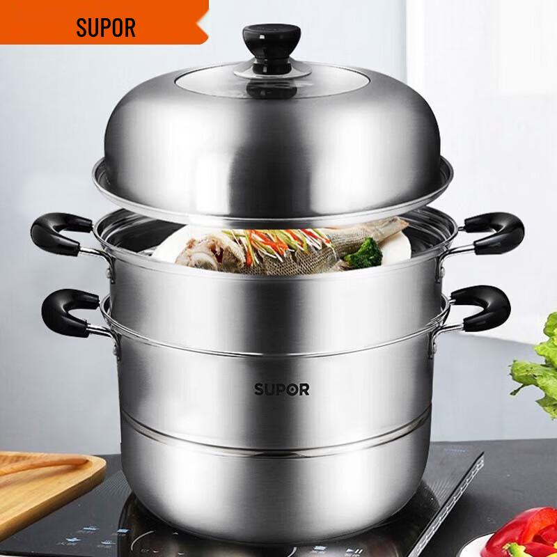 SUPOR 30cm Double-Layer 304 Stainless Steel Steamer Pot