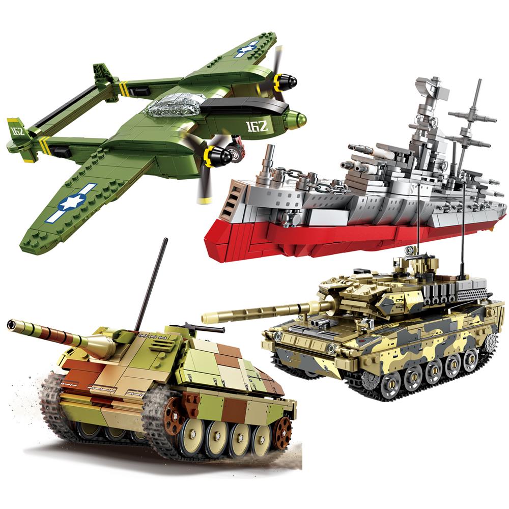 Soldati della Seconda Guerra Mondiale Esercito Serie Militare Nave da Battaglia Classe Vendetta Cacciacarri Distruttore Carri Armati Blocchi da Costruzione Mattoncini Set Modello Giocattolo